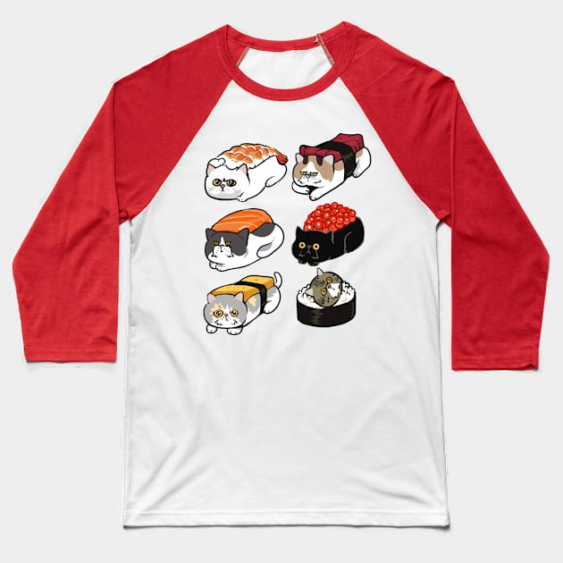 Sushi Exotic Shorthair Baseball T-Shirt by huebucket